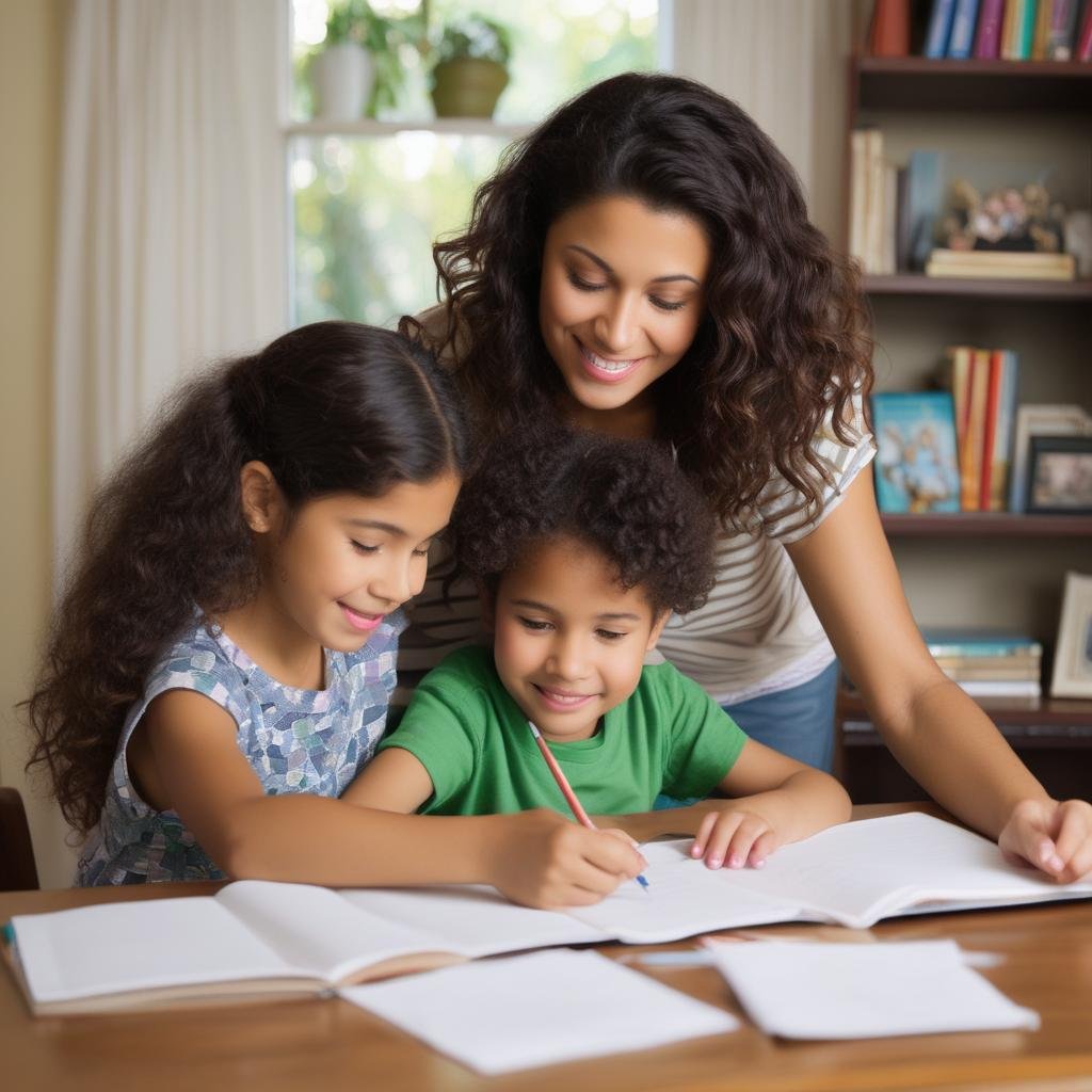 Mother with children